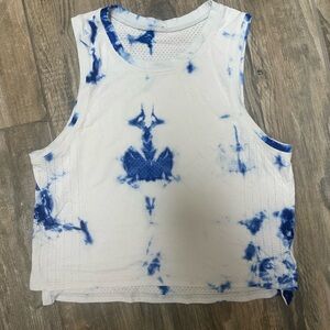Lululemon Blue and White Tie-Dye Women's Tank Top